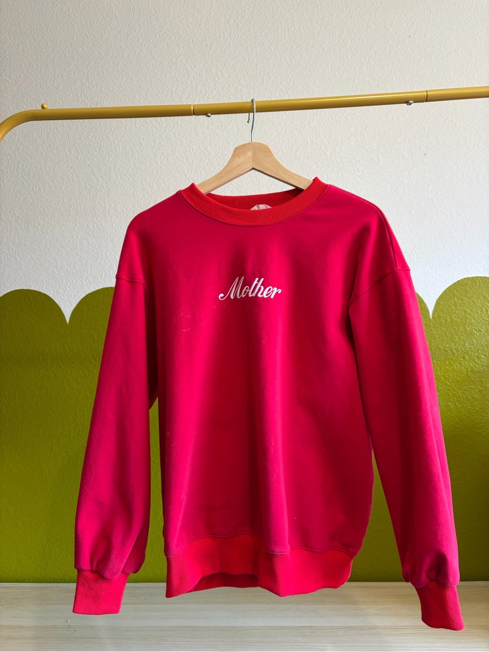 Red "Mother" Embroidered Crewneck Sweatshirt MEDIUM
